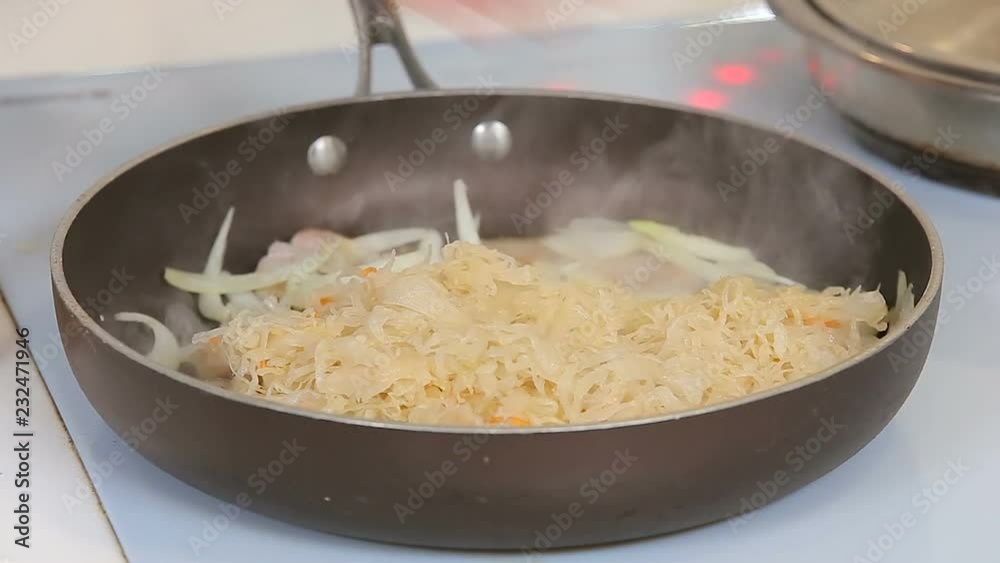 Pork frying with sauerkraut Pork frying with sauerkraut