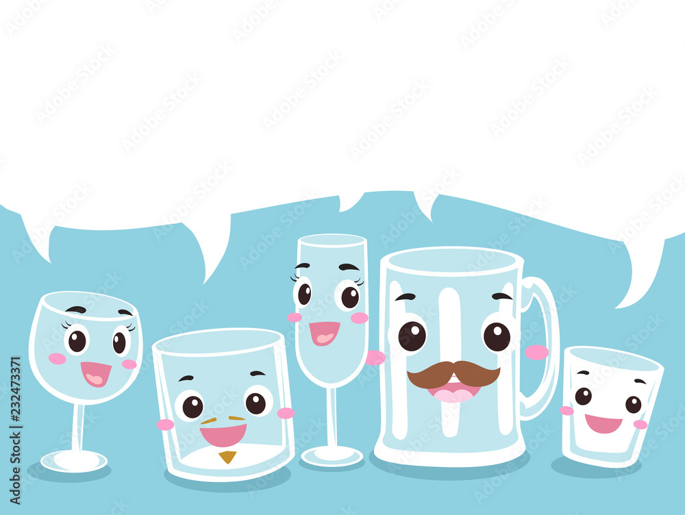 Obraz premium Mascot Drinking Glass Speech Bubble Illustration