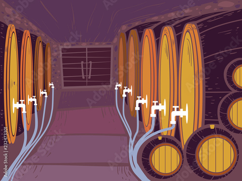 Alcohol Fermentation Process Scene Illustration
