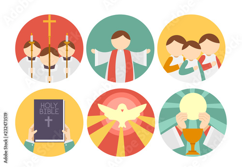 Parts Of Mass Icons Illustration