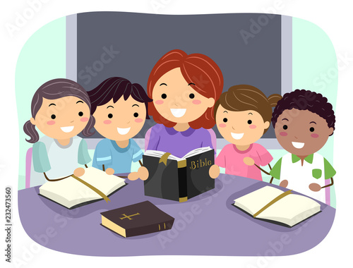 Stickman Kids Bible Study Teacher Illustration