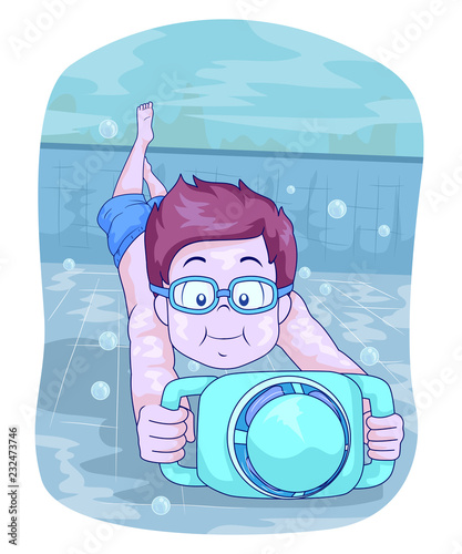 Kid Boy Swim Propeller Illu...