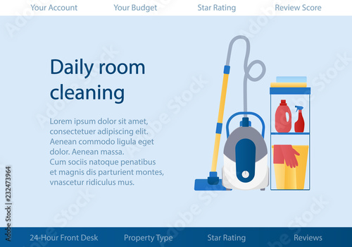 Vector template with logo for cleaning service of hotel or apartments.