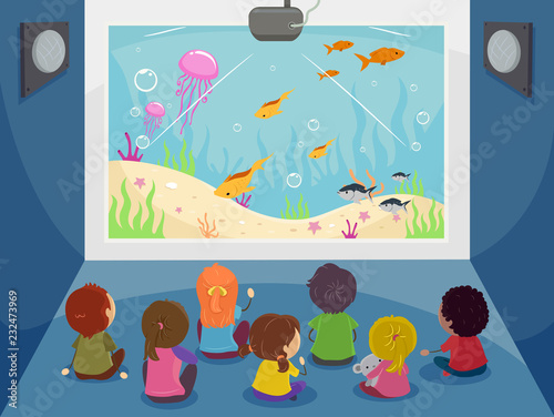 Stickman Kids Big Screen Underwater Illustration