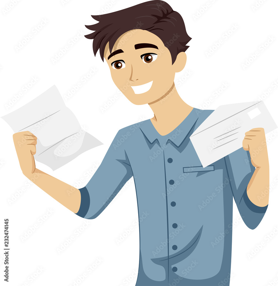 Teen Boy Intern Receive Letter Illustration