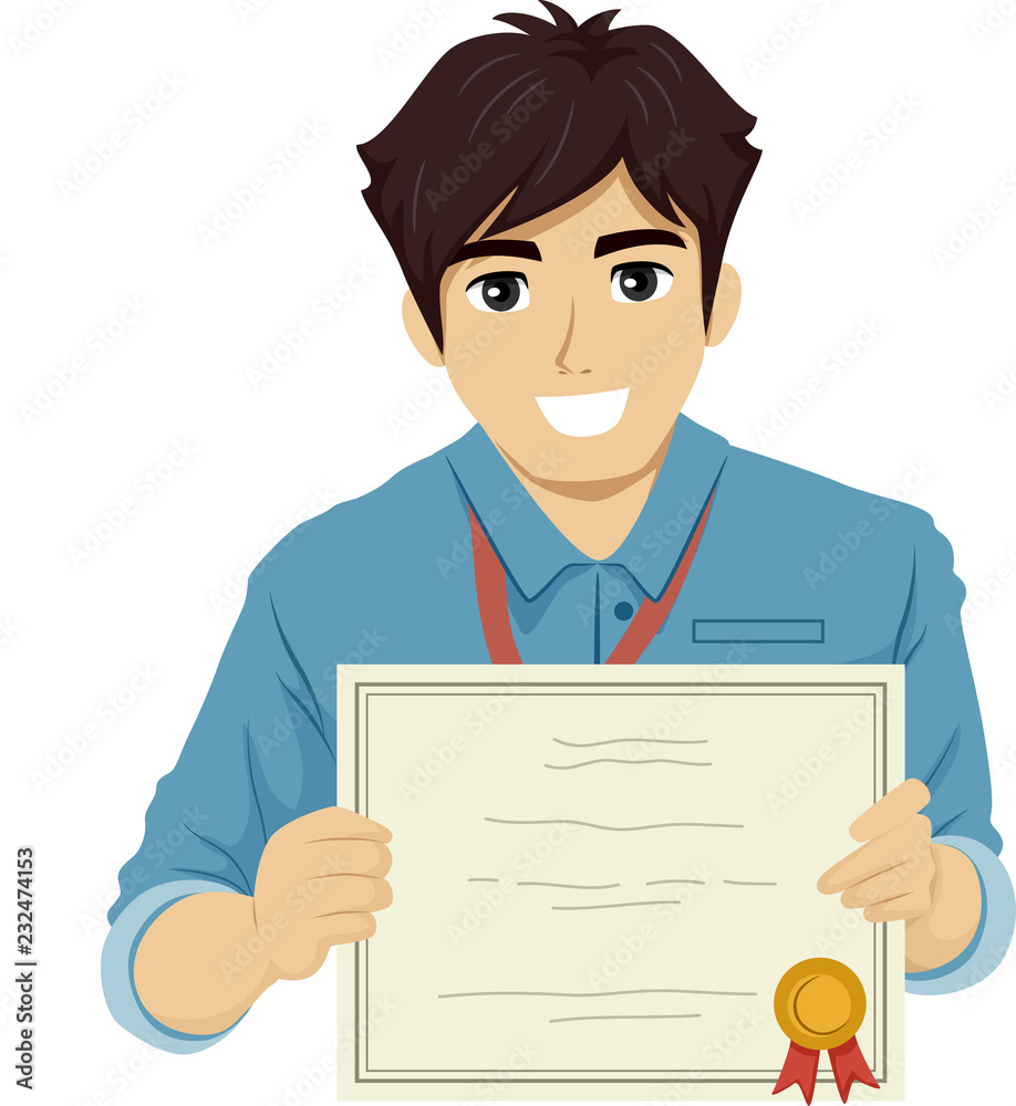 Teen Boy Internship Certificate Illustration