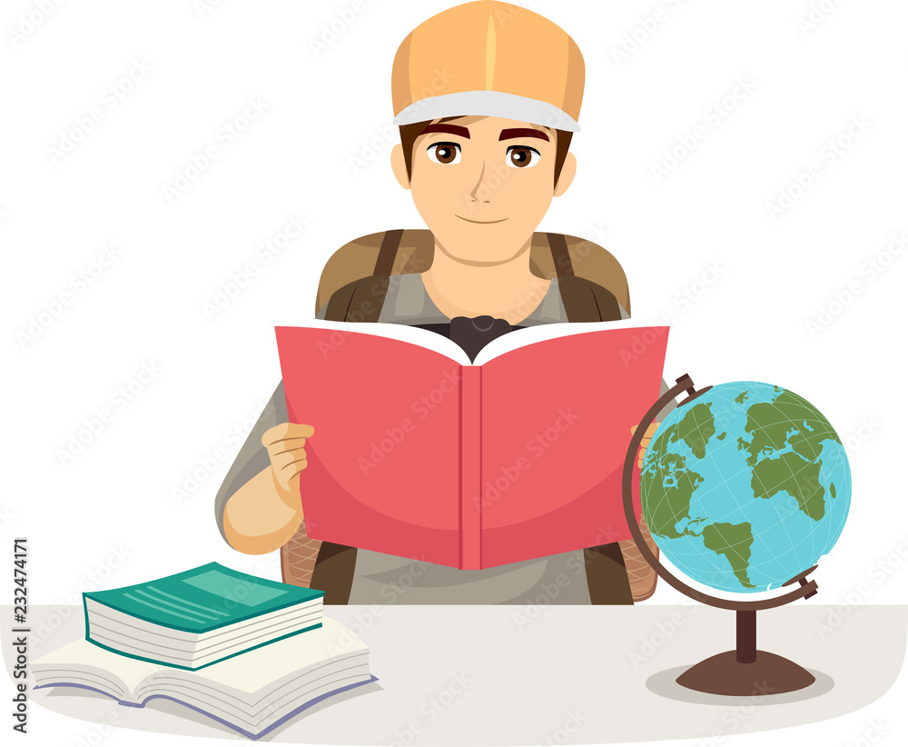 Teen Guy Gap Year Know Country Book Illustration Teen Guy Gap Year Know Country Book Illustration
