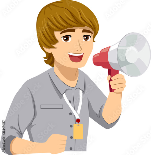 Teen Boy Intern Megaphone I...