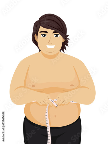 Teen Guy Fat Measure Illust...
