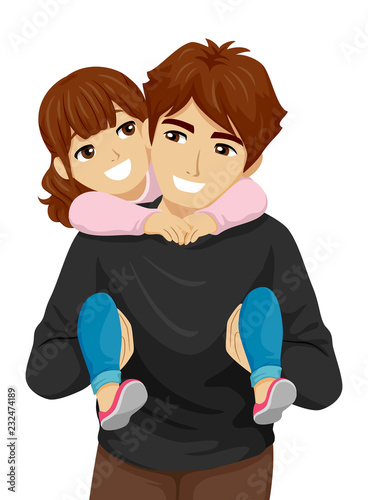 Teen Guy Kid Girl Little Sister Illustration