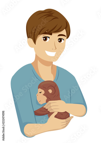 Teen Guy Monkey Illustration