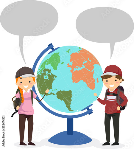 Stickman Teens Globe Speech...