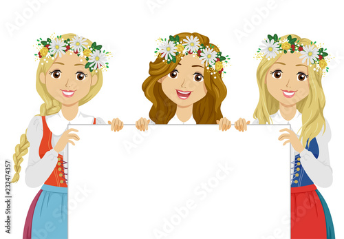 Teen Girls Sweden Midsummer Festival Board