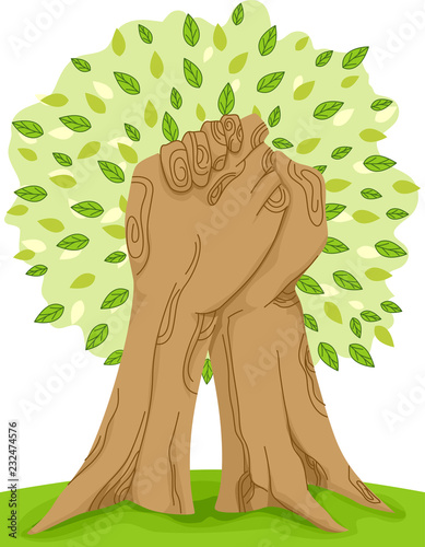 Tree Hand Hold Illustration