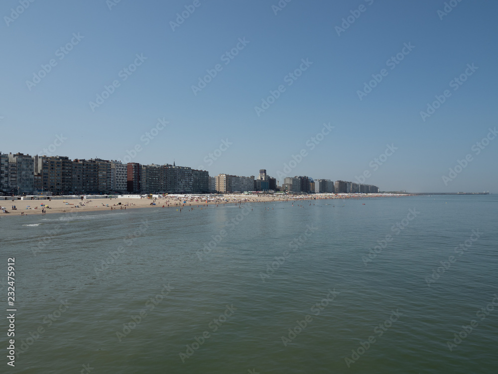 The coastline of the Belgian coastal city of Blankenberge.