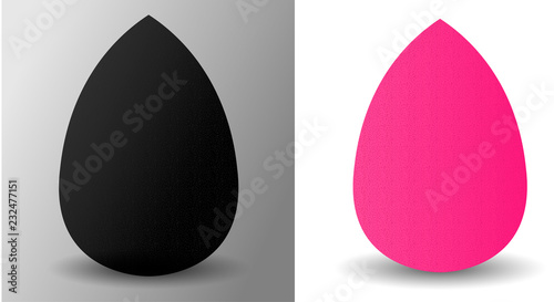 Make Up Sponge set black and pink colour for Cosmetic Blending. Premium Beauty Sponge Makeup Blender for Powder, Concealer and Foundation Applicator. Vector illustration mockup.
