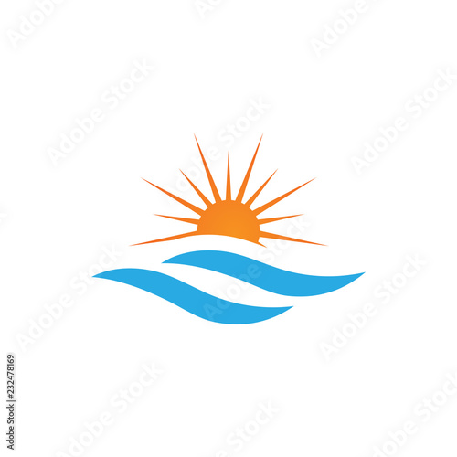 Sun over the sea graphic design template vector illustration