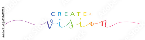 CREATE A VISION rainbow brush calligraphy banner 