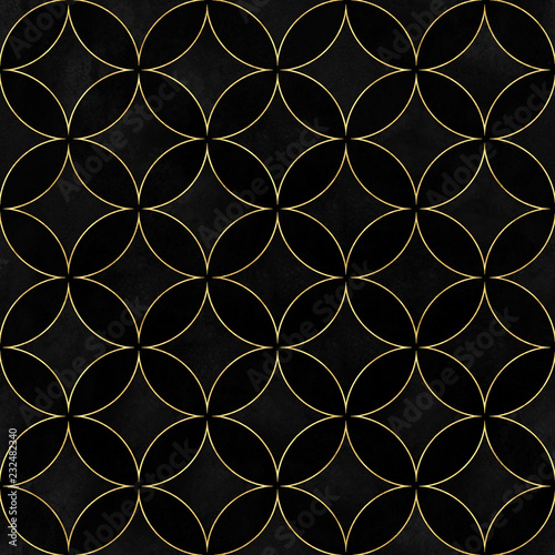 Black velvet luxury overlapping circles seamless pattern