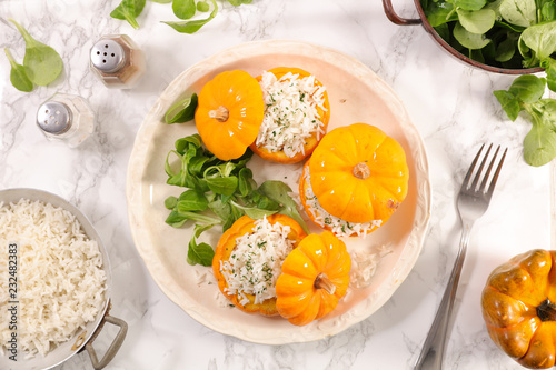 stuffed pumpkin with salad