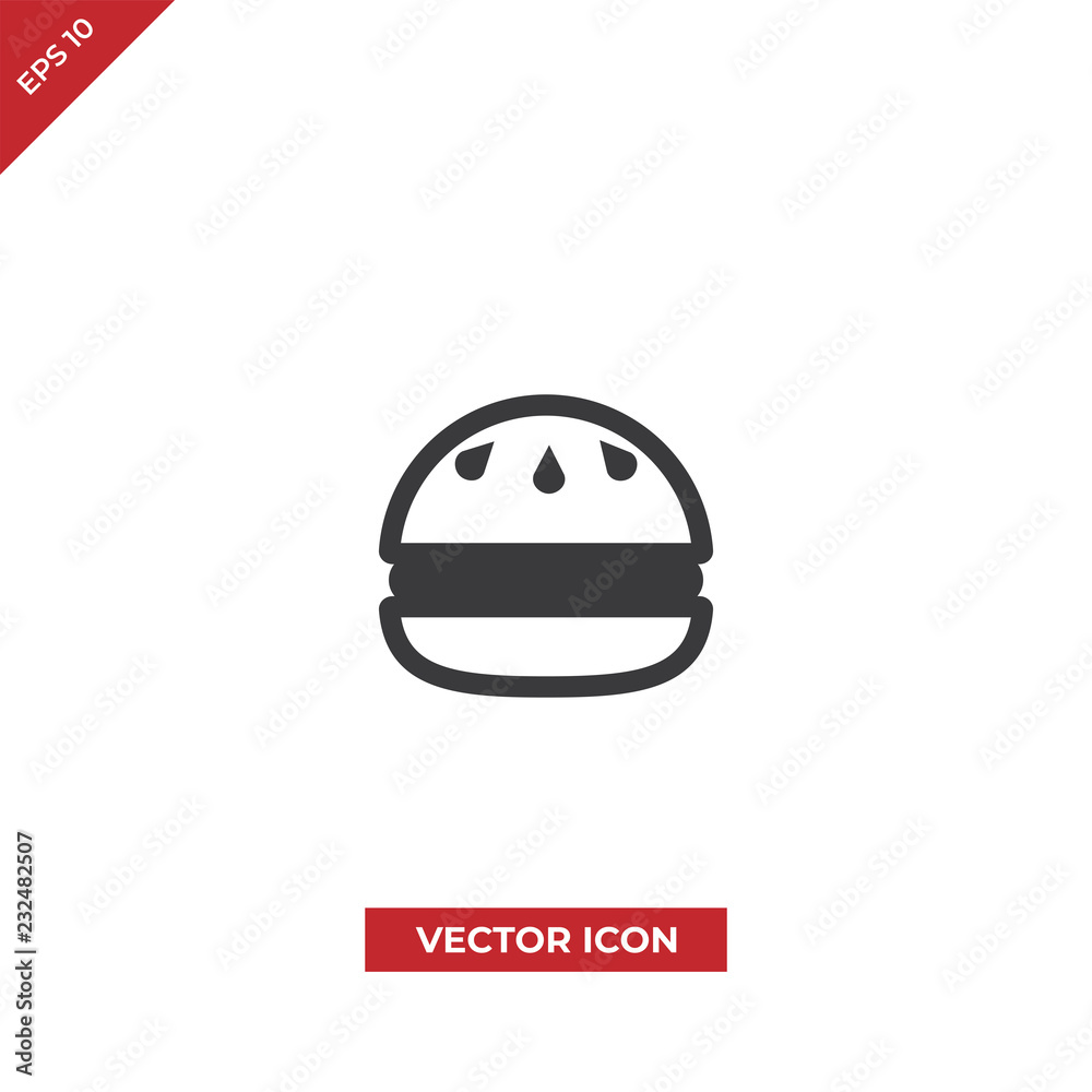 Hamburger sesame seeds vector icon Hamburger sesame seeds vector icon
