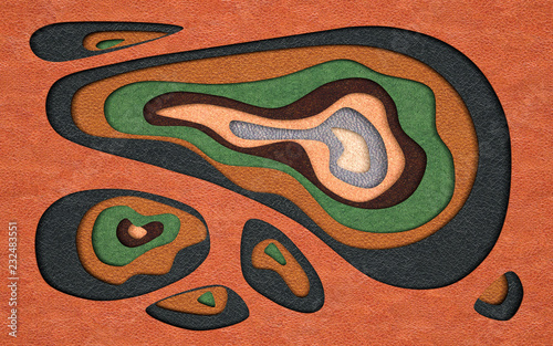 Leather texture cut abstract background with flowing liquid cut