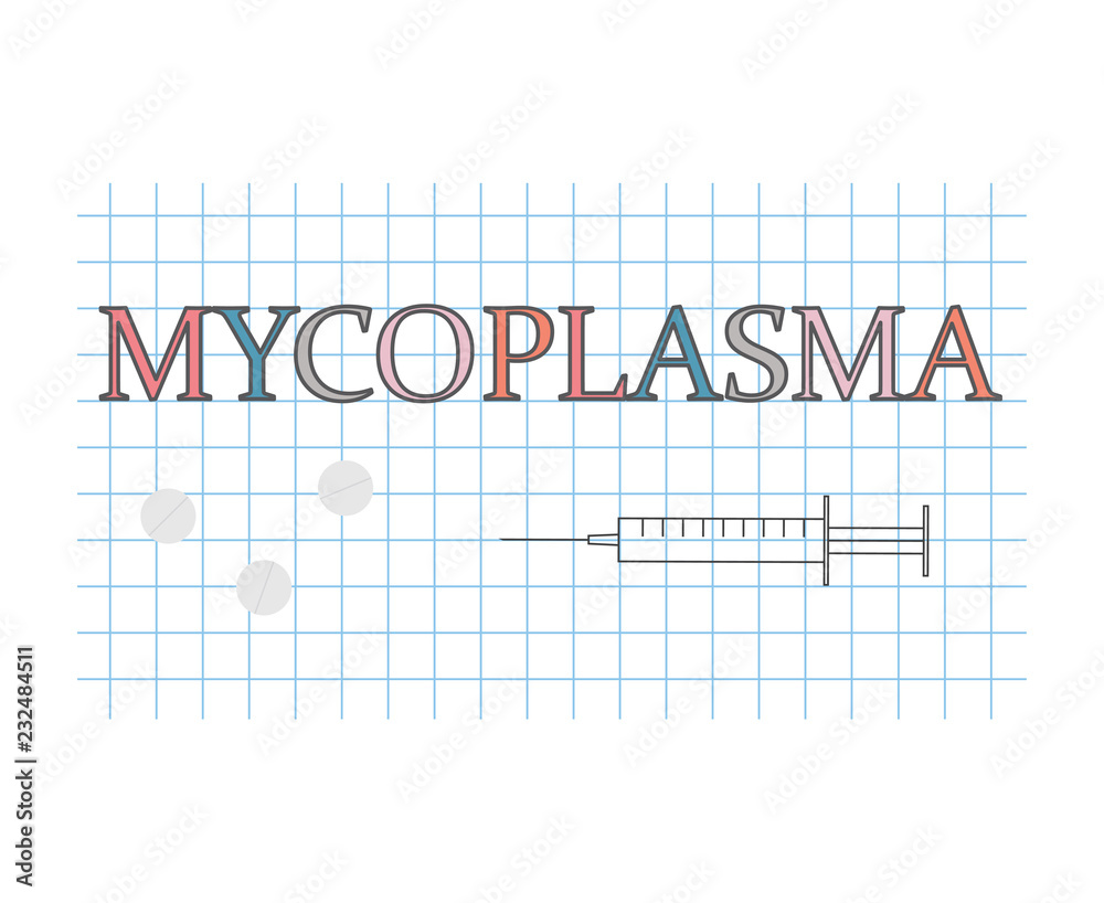 mycoplasma word on checkered paper sheet- vector illustration mycoplasma word on checkered paper sheet- vector illustration