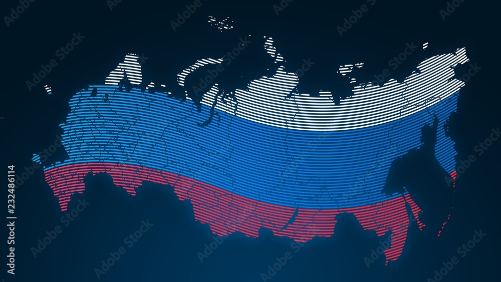 Obraz premium World communication - Russia - country flag - fingerprint dotted on black background