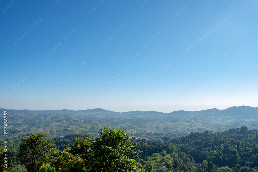 The point of view of the mountains and the town at  Khao Kho Palace , Phetchabun in Thailand.