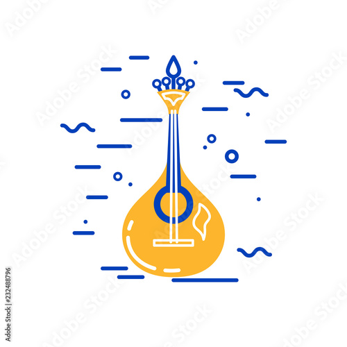 Acoustic guitar logo design. Portuguese fado guitar. Flat and line style vector illustration. photo