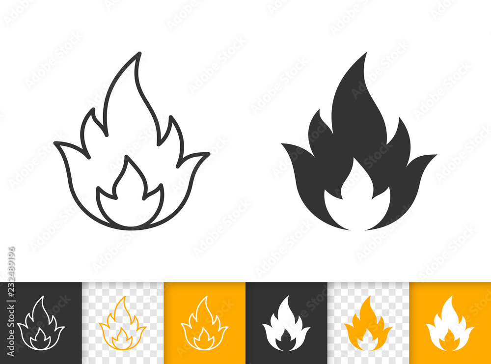 Fire simple flame bonfire black line vector icon Fire simple flame bonfire black line vector icon
