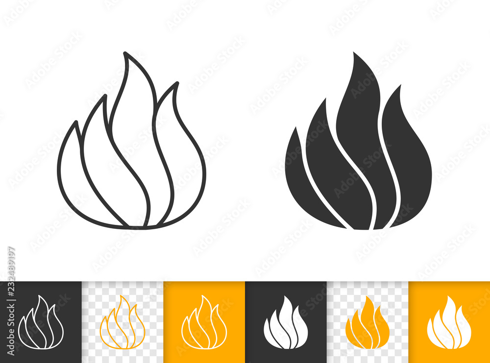 Fire simple flame bonfire black line vector icon Fire simple flame bonfire black line vector icon