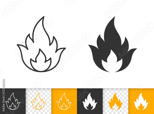 Fire simple flame bonfire black line vector icon