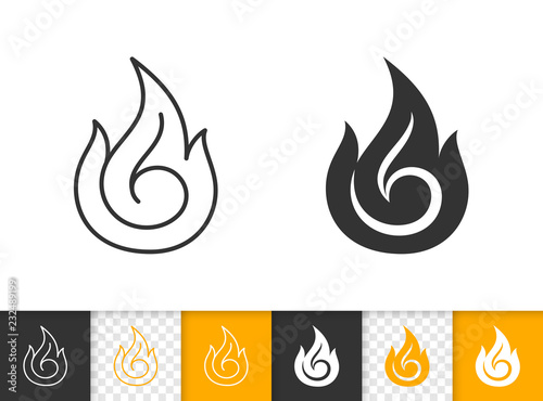 Fire simple flame bonfire black line vector icon