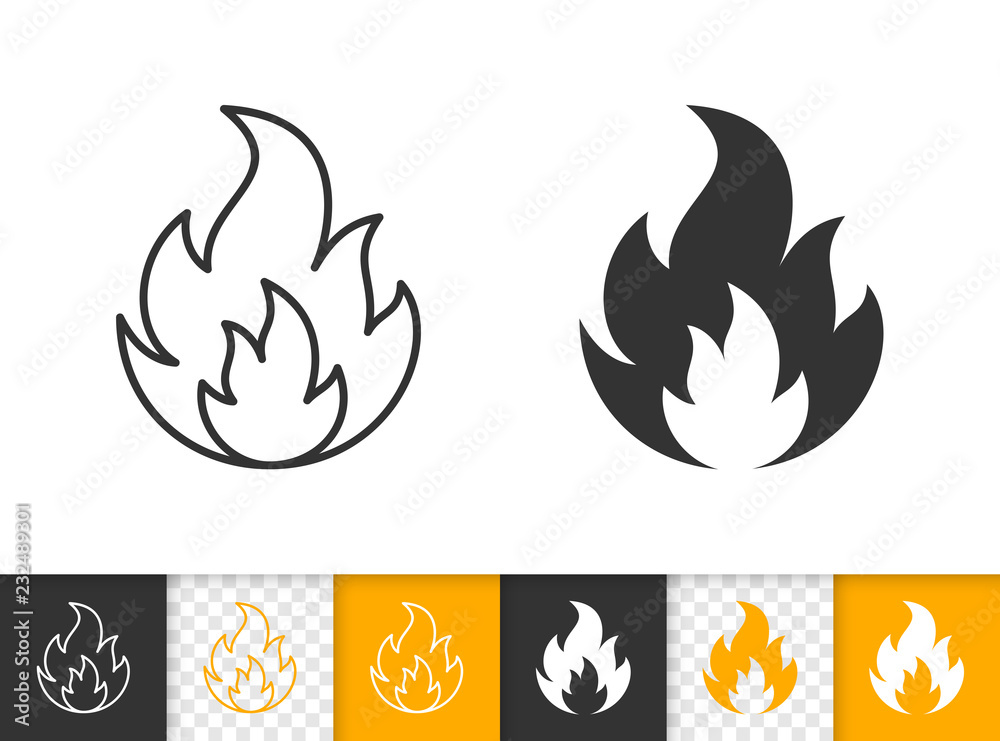 Fire simple flame bonfire black line vector icon Fire simple flame bonfire black line vector icon