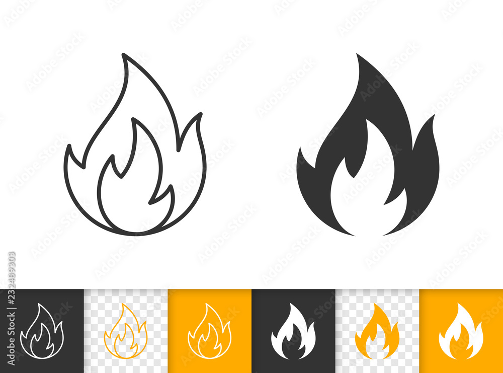 Fire simple flame bonfire black line vector icon Fire simple flame bonfire black line vector icon