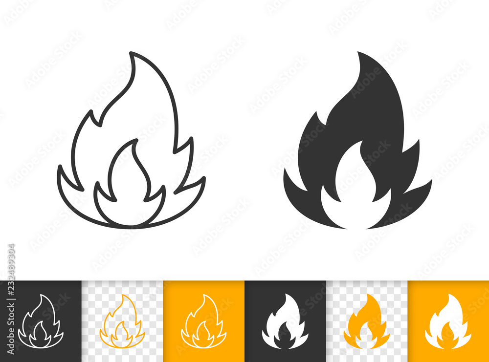 Fire simple flame bonfire black line vector icon Fire simple flame bonfire black line vector icon