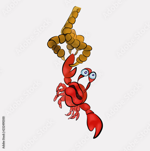 vector illustration of a silly crab
