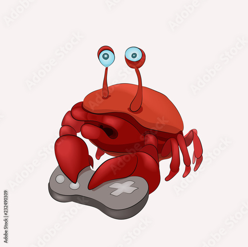 vector illustration of crab gamer