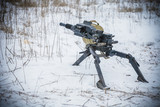 Machine gun on a winter background