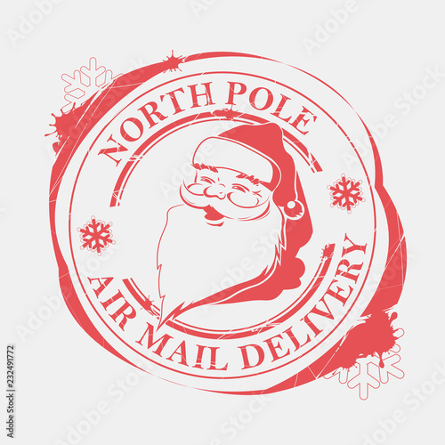 Christmas print with snowflakes, blots and a pattern of Santa Claus.