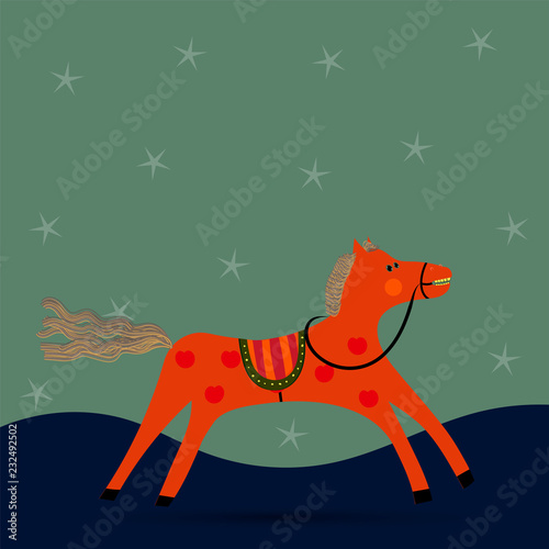  Illustration of funny horse animal cartoon. Flat vector graphic .