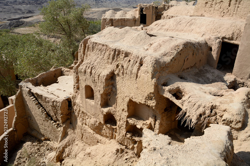 Ruins of anabandoned medieval village, Kharanaq, Iran photo