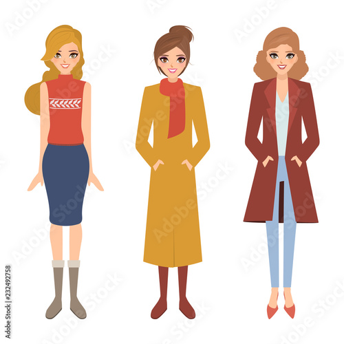 Women lifestyle in different clothes.