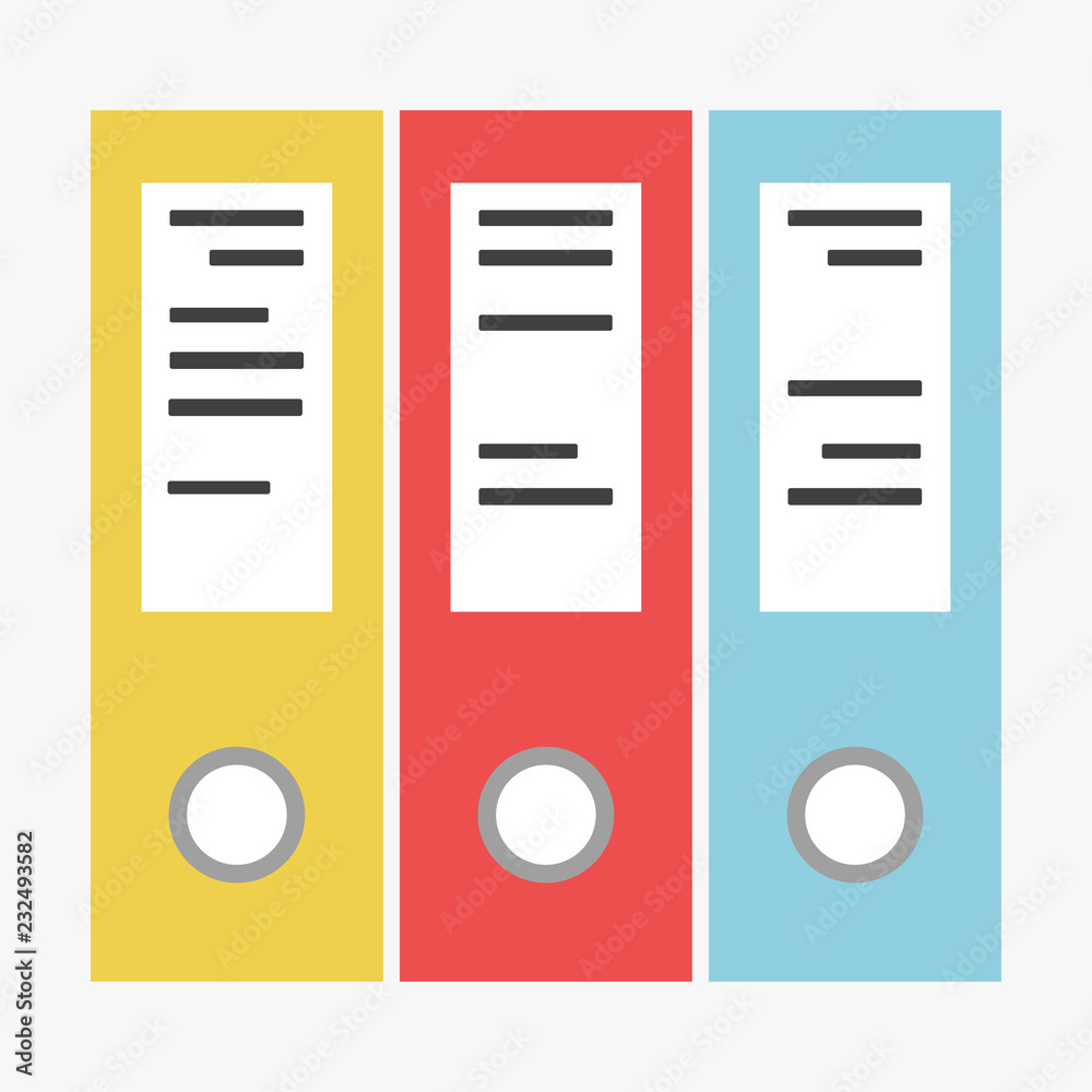 Folders, documents. Vector illustration. EPS 10. yellow, red and blue collor. Folders, documents. Vector illustration. EPS 10. yellow, red and blue collor.