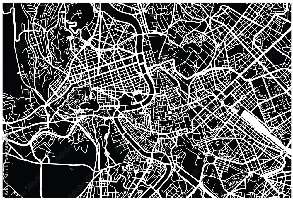 Urban vector city map of Rome, Italy