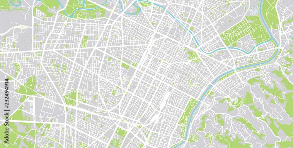 Fototapeta premium Mapa miasta wektor miejski Turyn, Włochy