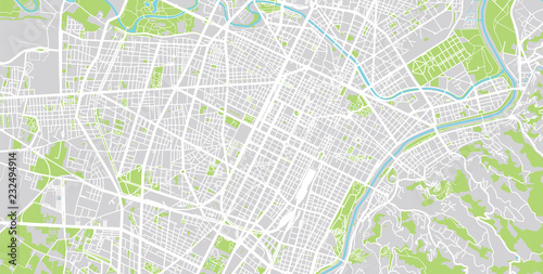 Urban vector city map of Turin  Italy