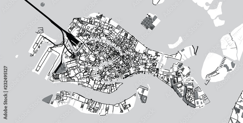 Urban vector city map of Venice, Italy