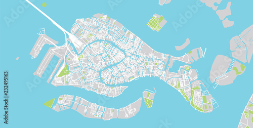 Obraz na plátně Urban vector city map of Venice, Italy